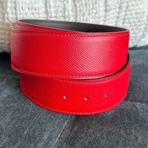 Hermes Reversible Belt strap Guilloche red and brown size 95 never worn